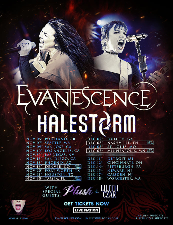 EVANESCENCE and HALESTORM expand coheadlining U.S. tour AlteRock