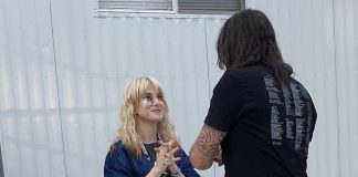 Hayley Williams and Dave Grohl of Foo Fighters backstage at Bonnaroo Paremore twitter