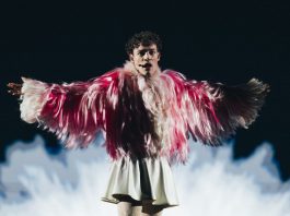 Nemo rehearsing The Code for Switzerland at the Second Rehearsal of the Second Semi-Final at Malmö Arena
